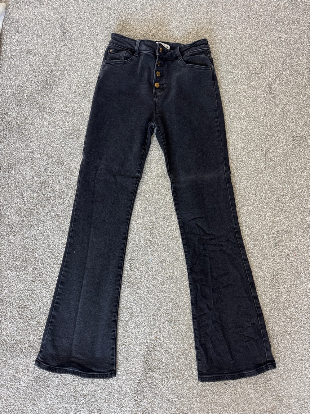 Zara Black Women's High-Rise Button-Fly Jeans